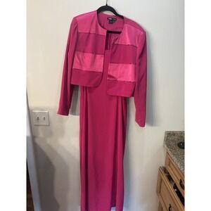 Vtg Rimini by Shaw Fuchsia Pink Formal Dress Set Size 16 Mother Of Bride Evening